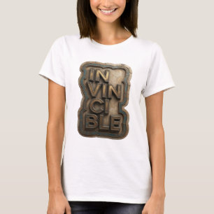T-shirt Conception de citation INVINCIBLE en or classique