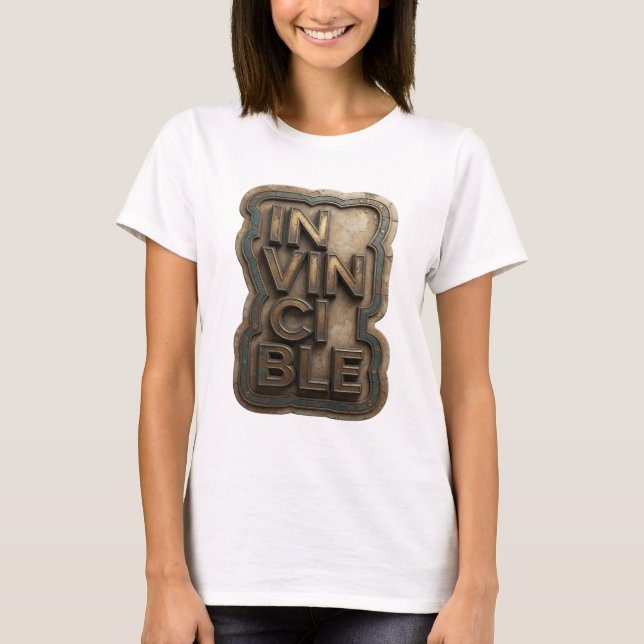 T-shirt Conception de citation INVINCIBLE en or classique (Devant)