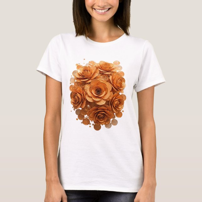T-shirt Conception de citation ROSES D'OR Argentée Élégant (Devant)