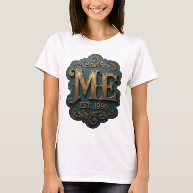 T-shirt Conception de citation Trendy Gold ME EST 1990 (Devant)