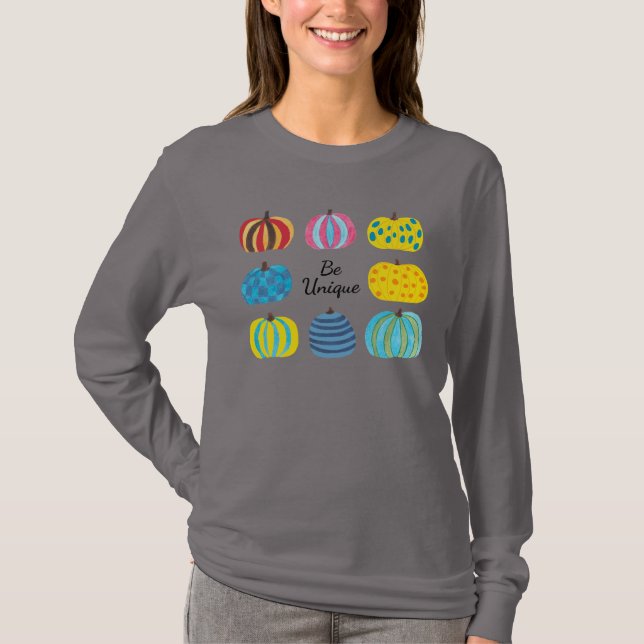 T-shirt Conception de citrouille colorée (Devant)