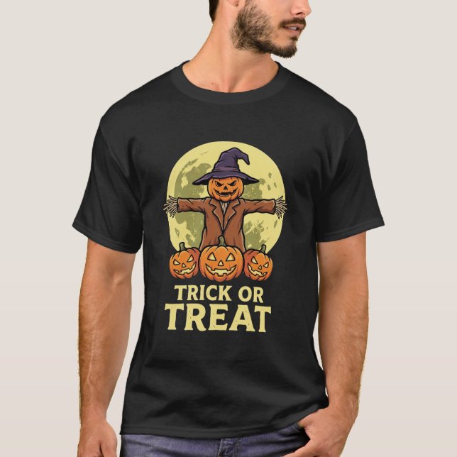 T-shirt Conception de citrouille d'épouvantail Halloween T (Devant)