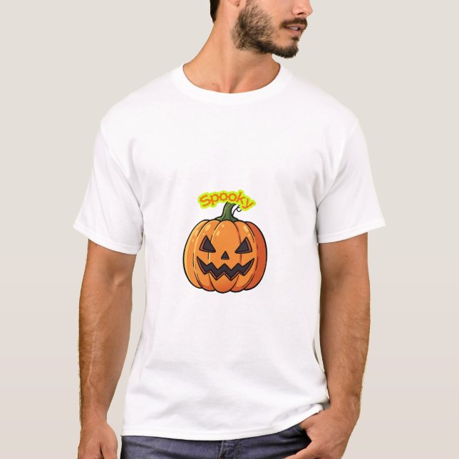 T-shirt Conception de citrouille d'Halloween effrayante (Devant)