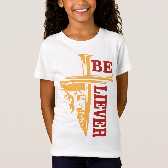 T-Shirt Conception de clou de croix de Jésus – Puissant Ch (Devant)