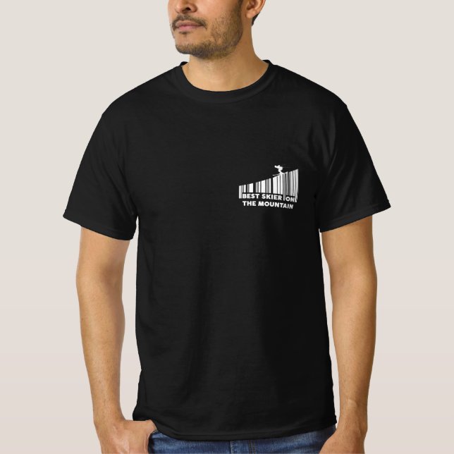 T-shirt Conception de code-barres cool Meilleur skieur sur (Devant)