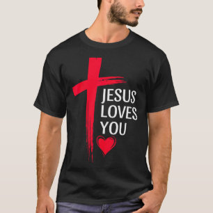 T-shirt Conception de cœur de croix d'amour chrétien Jésus