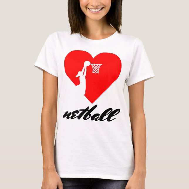 T-shirt Conception de coeur de net-ball d'amour (Devant)