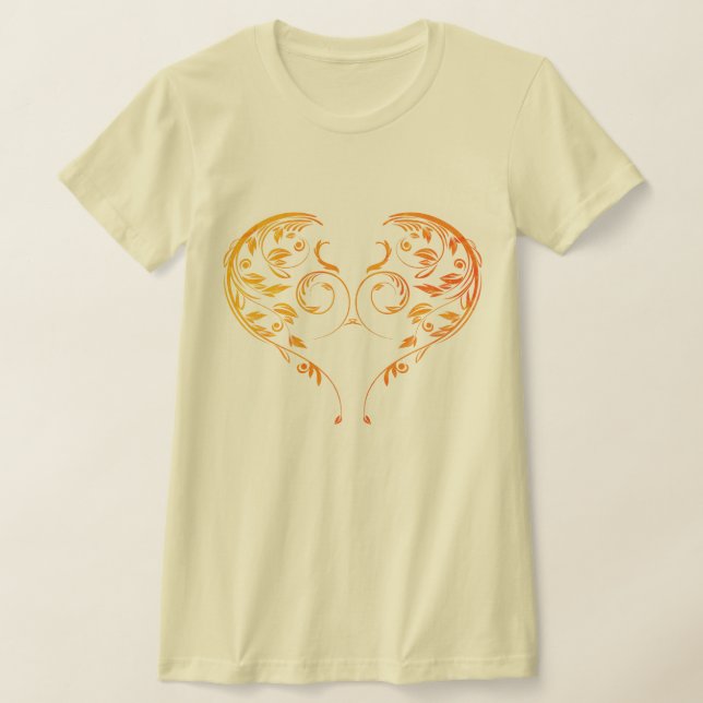 T-shirt Conception de cœur en spirale florale ornée comple (Poser)