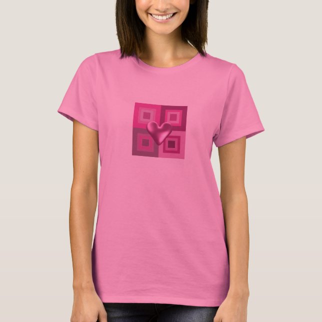 T-shirt Conception de cœur rose gonflé (Devant)