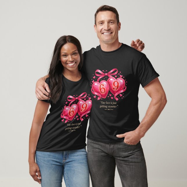 T-shirt Conception de coeurs mignons pour le 69e anniversa (Unisexe)