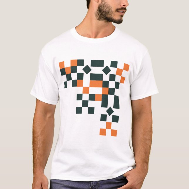 T-shirt Conception de coin géométrique abstrait d'art pixe (Devant)