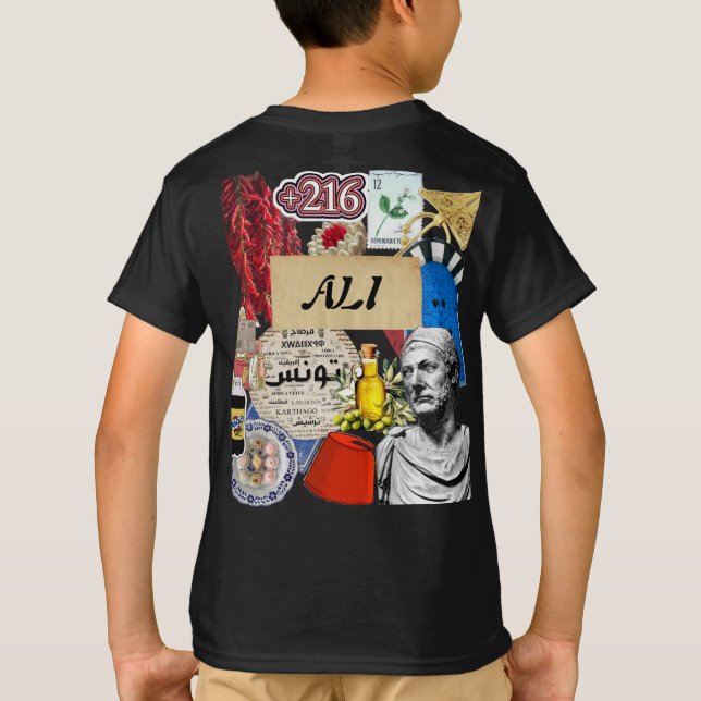T-shirt Conception de collage d'autocollant tunisien | Cul (Dos)