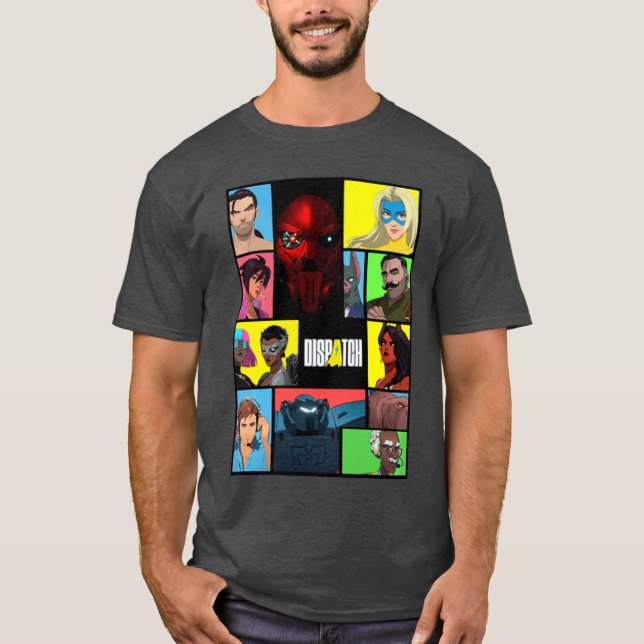 T-shirt Conception de collage de jeu vidéo Dispatch famill (Devant)