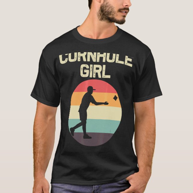 T-shirt Conception de Cornhole pour filles Bean Bag Jouer (Devant)