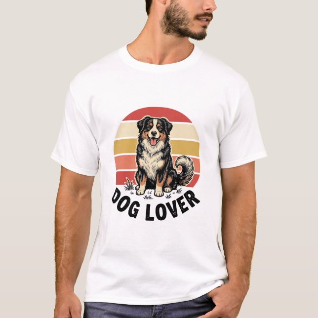 T-shirt Conception de coucher de soleil de chien mignon gr (Devant)