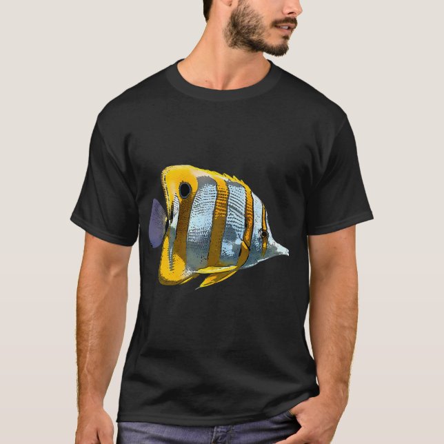 T-shirt Conception de couleur de poisson-papillon à bandes (Devant)