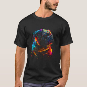 T-shirt Conception de couleurs arc-en-ciel rétro Pug