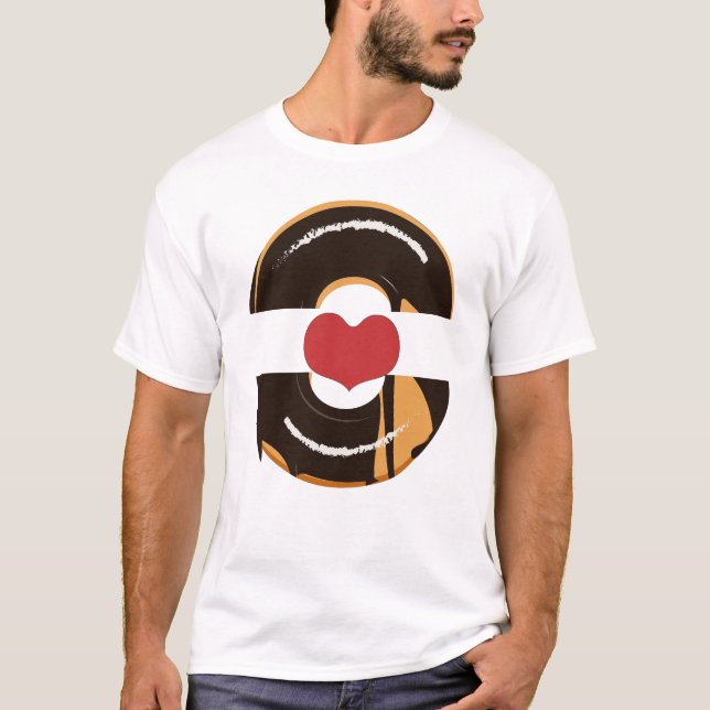 T-shirt Conception de couple de coeur de donut mignon (Devant)