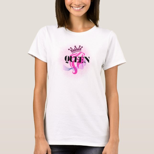T-shirt Conception de couronne de reine rose – Puissance f (Devant)