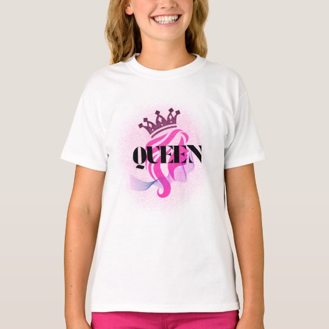 T-shirt Conception de couronne de reine rose – Puissance f (Devant)