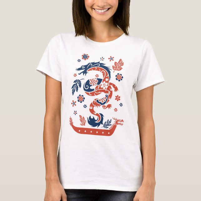 T-shirt Conception de course de bateaux Dragon (Devant)