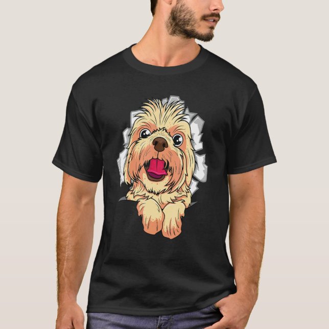 T-shirt Conception de crack de chien mignon (Devant)