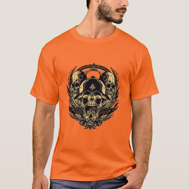 T-shirt Conception de crâne complexe (Devant)
