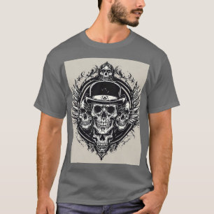 T-shirt Conception de crâne complexe avec des ailes et des
