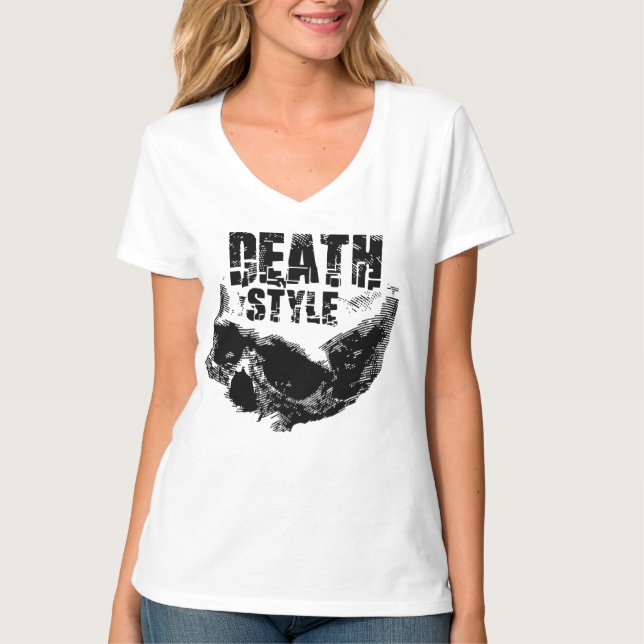 T-shirt Conception de crâne de style de mort (Devant)