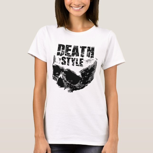 T-shirt Conception de crâne de style de mort (Devant)