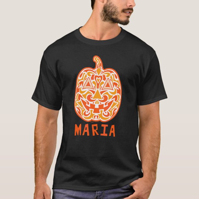 T-shirt Conception de crâne de sucre d'Halloween de Maria (Devant)