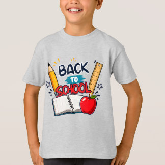 T-shirt Conception de crayon de règle de pomme de livre Re