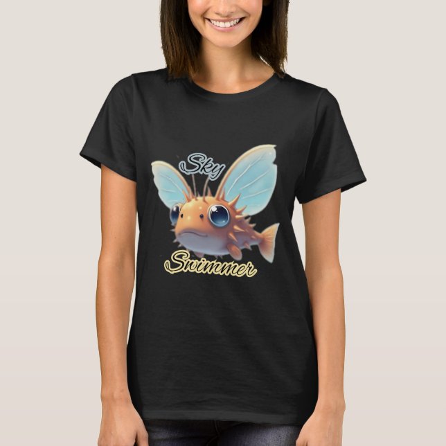 T-shirt Conception de créature de fantaisie Sky Swimmer (Devant)