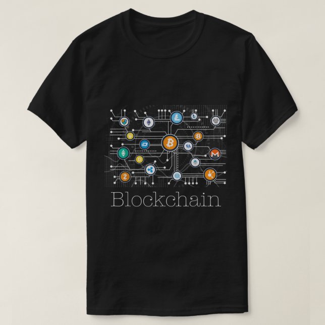 T-shirt Conception de Crypto Réseau Blockchain (Design devant)