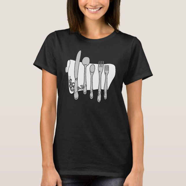 T-shirt Conception de Cuisines en noir et blanc (Devant)