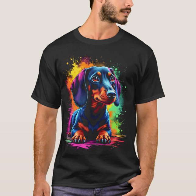 T-shirt Conception de dachshund coloré (Devant)