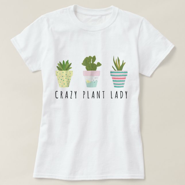 T-shirt Conception de Dame Folle de Plantes Mignonnes (Design devant)
