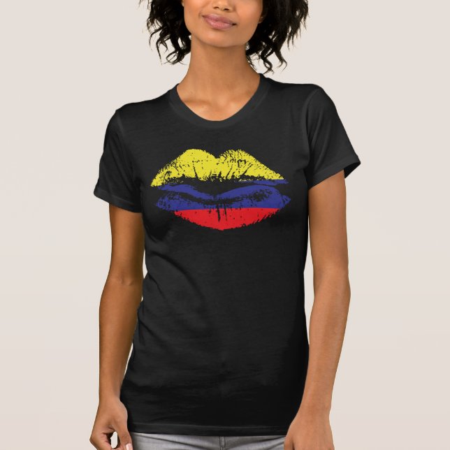 T-shirt Conception de débardeur de lèvres de la Colombie (Devant)
