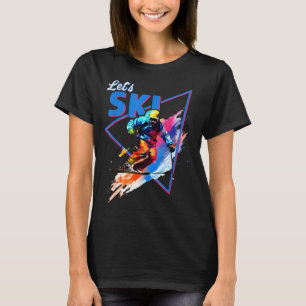 T-shirt Conception de déchiquetage de couleur de ski en po