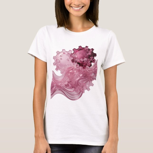 T-shirt Conception de déclaration d'art abstrait argentée  (Devant)