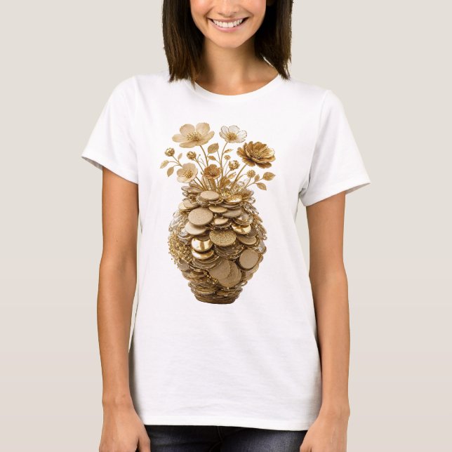 T-shirt Conception de déclaration d'art abstrait or classi (Devant)