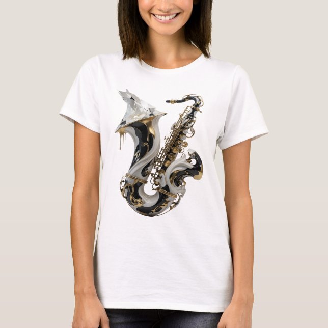 T-shirt Conception de déclaration d'art abstrait or élégan (Devant)