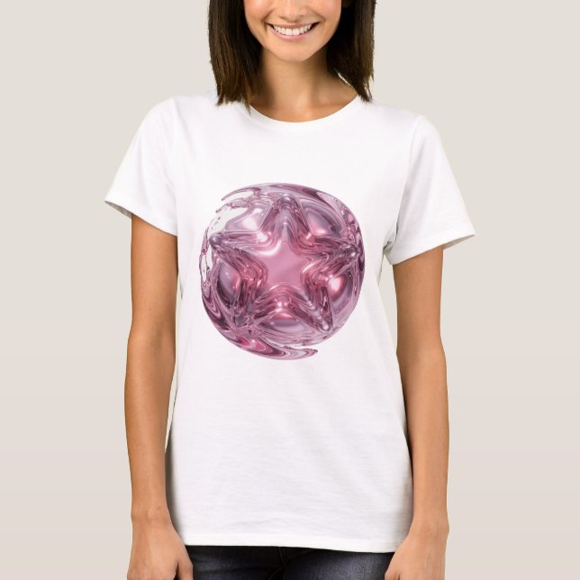 T-shirt Conception de déclaration de boule étoile rose chi (Devant)