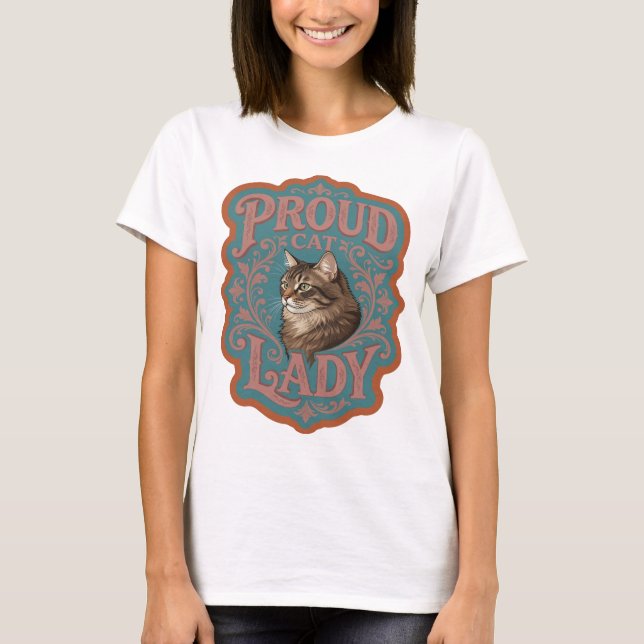 T-shirt Conception de déclaration de FEMME AU CHAT FIÈRE R (Devant)