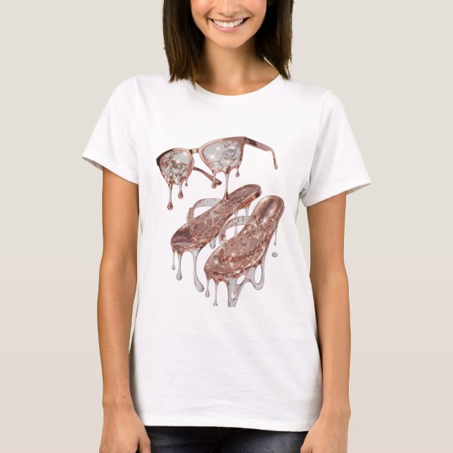 T-shirt Conception de déclaration de GLAMOUR en OR ROSE ar (Devant)