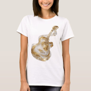T-shirt Conception de déclaration de guitare dorée argenté