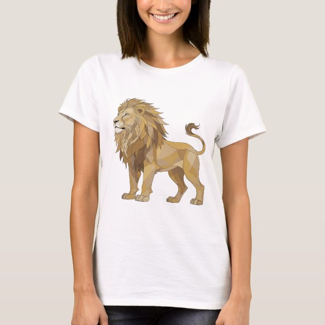 T-shirt Conception de déclaration de LION argentée chic (Devant)