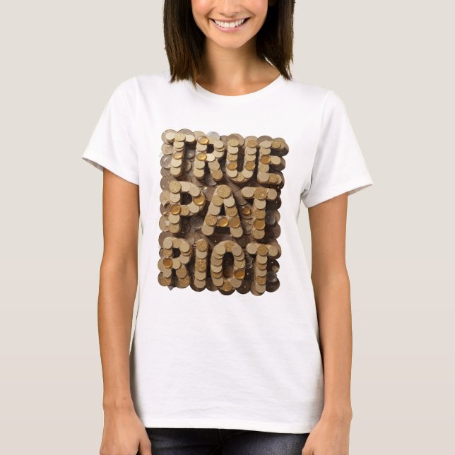 T-shirt Conception de déclaration de VRAI PATRIOTE en or W (Devant)