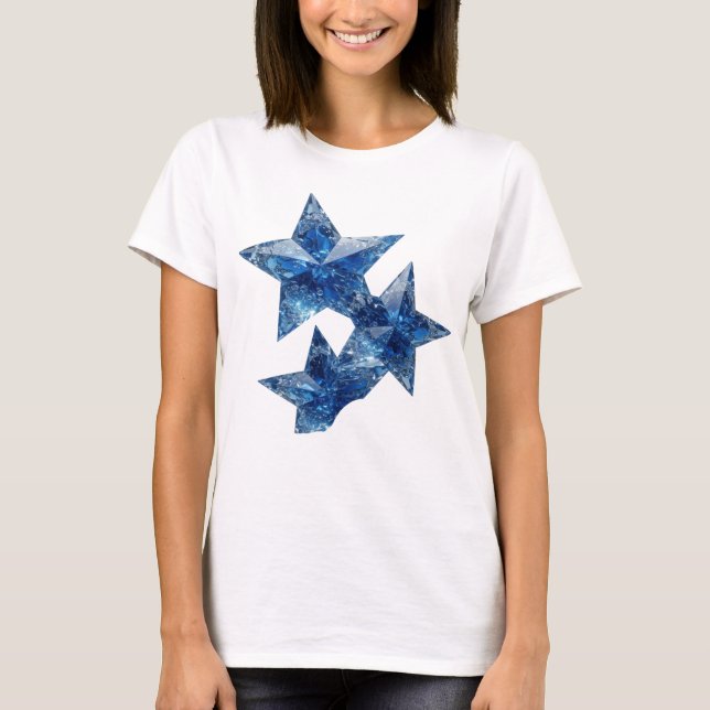 T-shirt Conception de déclaration d'étoiles bleues stylées (Devant)