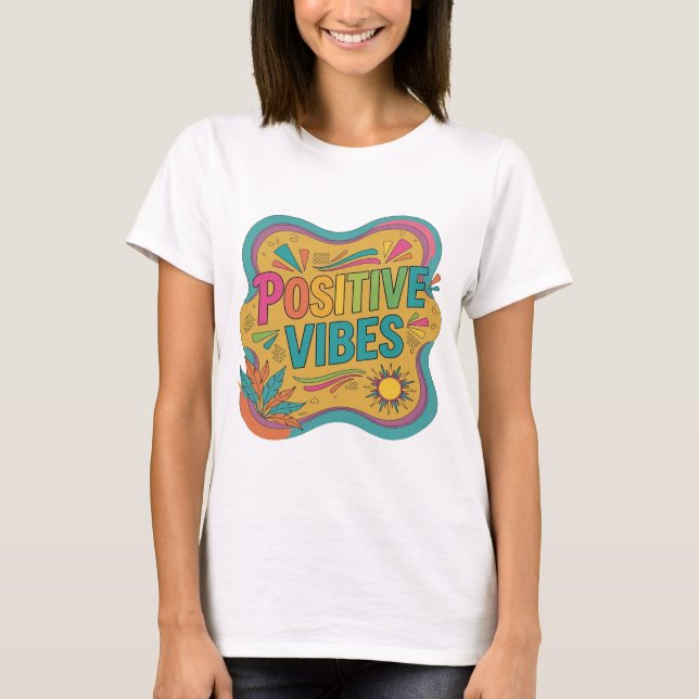 T-shirt Conception de déclaration d'icône Rose VIBES POSIT (Devant)